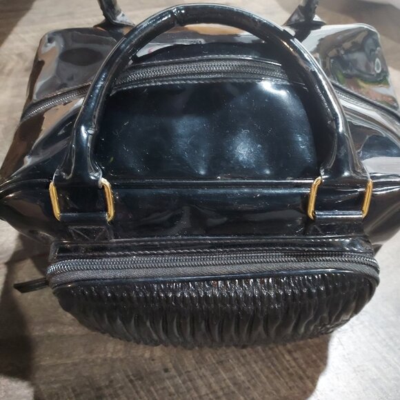 Patent Leather Vinyl Shiny Black Purse Handbag Bag Doctor Style - Picture 5 of 9
